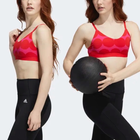 adidas Marimekko All Me Bra Sz S In Vivid Red/Team Real Magenta - Picture 3 of 8